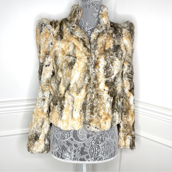 ALICE & Olivia Faux Fur Animal print Jacket size Xs - Picture 2 of 16